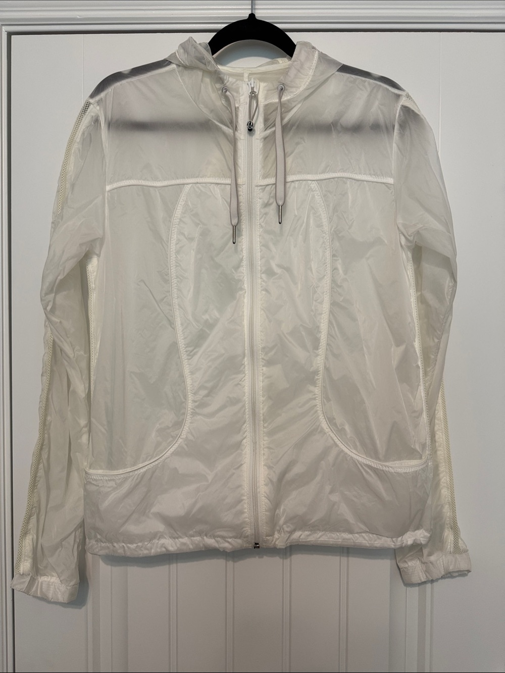 Lululemon Lightweight White/clear Hooded Windbreaker Jacket